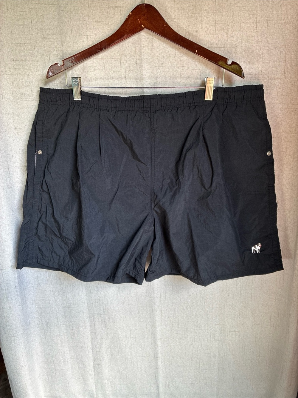 Big Dog Swim Trunks Mens XL Mesh Liner Black Shorts Pockets Drawstring Vintage